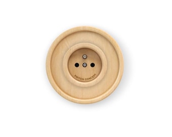Prise électrique en bois – Unité complète | Prise murale design à un seul cercle | Couleur personnalisée