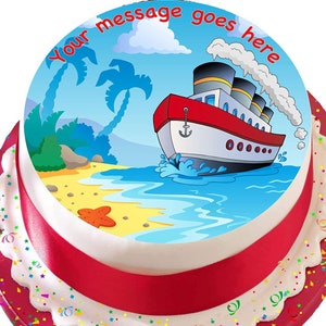Crucero 19 cm (7.5") redondo topper comestible e impreso con su saludo personalizado