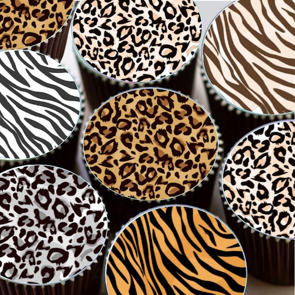 Leopard / Cheetah Animal Print Décorations de gâteaux comestibles ronds