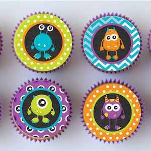 Monster Round Pre-Cut Edible Cup Cake Topper Decorazioni