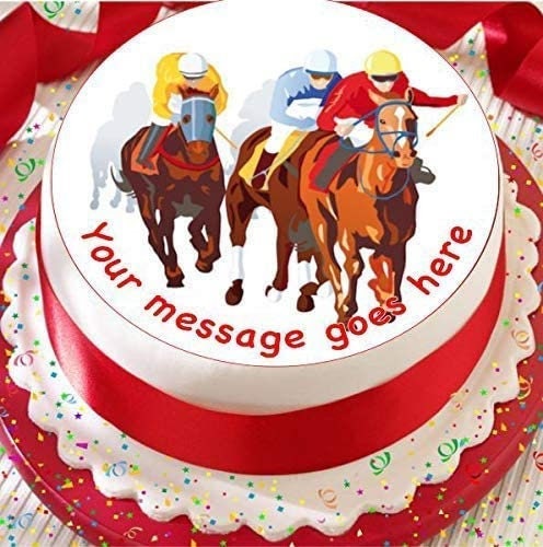 Horse Themed Round Edible Icing Cake Topper - PRE-CUT