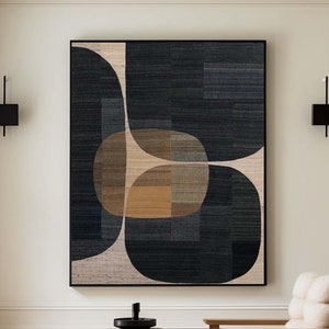 Wabi Sabi Wall Art Black & Brown Abstract Minimalist Painting Brown Wall Art Large Black Minimalist Wall Art Neutral Texture Canvas Art