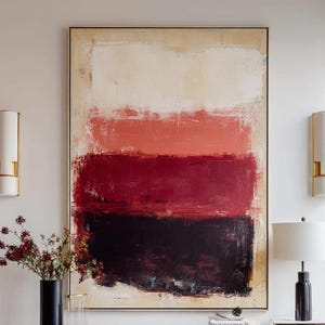 Red Abstract Minimalist Art Red & Beige Texture Oil Painting Mid Century Modern Art Large Abstract Painting for Livingroom Wabi SabiWall Art