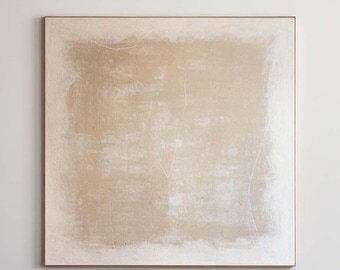 Modern Beige Abstract Oil Painting Japandi Minimalist Wall Art Large Textured Canvas