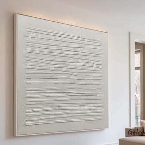 Textured Creamy White Canvas Painting: Beige Minimalist Wall Art