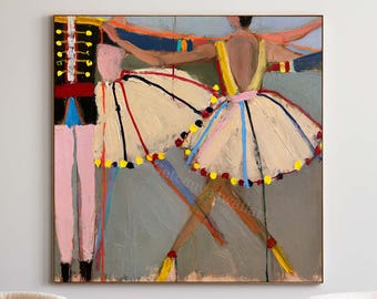 Abstract Ballerina Wall Art Colorful Ballet Dancer Painting Modern Figurative Artwork