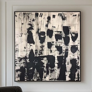 Wabi Sabi Wall Art Large Neutral Abstract Canvas Art Black & Beige Texture Oil Painting Beige Abstract Minimalist Painting Black Texture Art