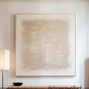 Beige Abstract Painting Beige Wabi-Sabi Wall Art Neutral Handmade Textured Wall Art Large Beige Minimalist Canvas Painting for Living Room