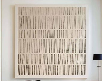 Japandi Minimalistische neutrale Wandkunst Beige abstrakte lineare Ölmalerei Modernes Kunstwerk