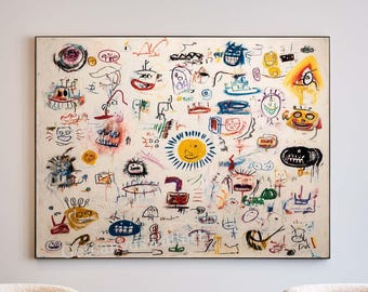 Large Graffiti Abstract Wall Art Modern Street Art Painting Colorful Urban Style Canvas