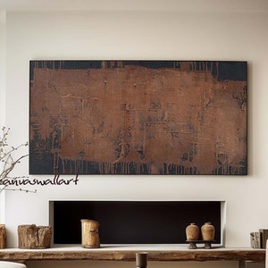 Large Black and Brown Texture Wall Art Brown Abstract Painting Wabi Sabi Abstract Wall Art Neutral Wall Decor Brown Plaster Painting image 2