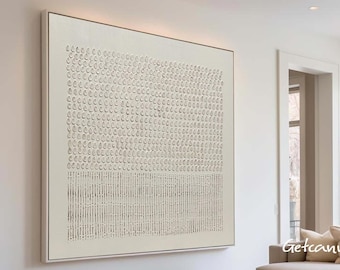 Beige Minimalist Textured Painting Modern Abstract Canvas Art Large Japandi Wall Art