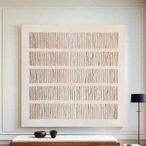 Grote beige wanddecoratie met textuur, moderne 3D minimalistische gipsschildering, Wabi-Sabi wanddecoratie
