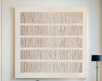 Large Beige Textured Wall Art Modern 3D Minimalist Plaster Painting Wabi-Sabi Wall Decor