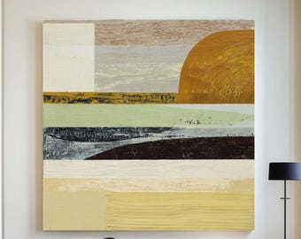 Abstract Landscape Painting Neutral Textured Wall Art Modern Organic Artwork