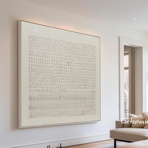 Pure Beige Texutred Wall Art Creamy White Minimalist Painting Beige Minimalist Wall Art for Livingroom Large 3D Texture Painting on Canvas