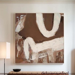 Brown Wabi Sabi Wall Art Large Brown Abstract Wall Art Brown Abstract Painting Neutral Wall Art Brown & White Texture Oil Painting on Canvas