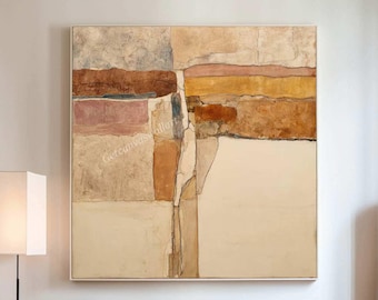Abstract Earth Tone Painting Large Beige Textured Wall Art Wabi Sabi Wall Art Terracotta Minimalist Painting Neutral Living Room Wall Art