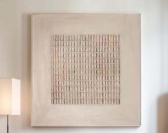 Large Beige Textured Wall Art Beige Minimalist Plaster Painting Wabi Sabi Wall Art Neutral Home Decor