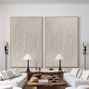 Textured Creamy White Minimalist Painting Set Large Beige Plaster Wall Art Minimalist Modern Wall Art Beige Arch Painting Modern Home Decor