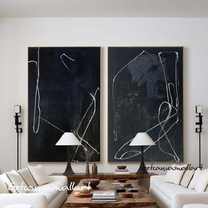 Wabi Sabi Wall Art Black and White Abstract Wall Art Set of 2 Black Textured Wall Art Black Textured Painting Contemporary Abstract Painting