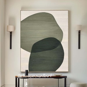 Wabi Sabi Wall Art Green Minimalist Painting Green Texture Wall Art Neutral Minimalist Wall Art Green Beige Textured Canvas Painting