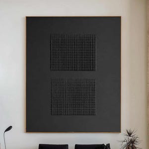 Obra de arte abstrata texturizada em preto, luxuosa, minimalista, pintura em tela, decoração moderna orgânica.