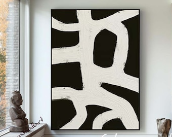 Large Black and White Abstract Wall Art Black Texture Canvas Painting Large Black Texture Wall Art Black White Abstract Minimalist Painting