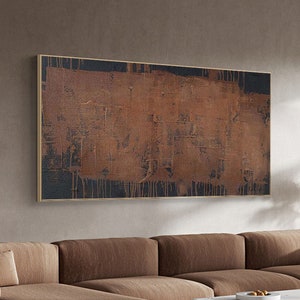 Large Black and Brown Texture Wall Art Brown Abstract Painting Wabi Sabi Abstract Wall Art Neutral Wall Decor Brown Plaster Painting image 6