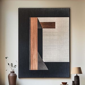 Minimalist Texture Canvas Art: Beige Brown Black Wabi Sabi Painting
