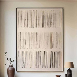 Beige Abstract Minimalist Painting Wabi Sabi Wall Art Beige & Black Texture Canvas Art Large Wall Art Neutral Wall Art Framed Boho Painting