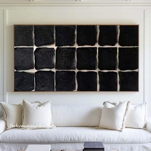 Large Black Wall Art Black Textured Monochrome Painting Neutral Abstract Canvas Art Contemporary Minimalist Painting for Living Room