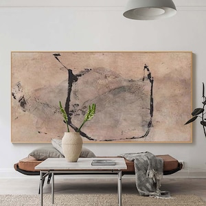 Pink Abstract Wall Art Wabi-Sabi Wall Art Art Reddish Brown Texture Oil Painting Large Pink Abstract Painting Neutral Living Room Wall Decor