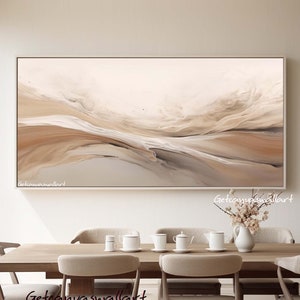 Neutral Abstract Landscape Oil Painting: Beige Brown Wabi Sabi Wall Art