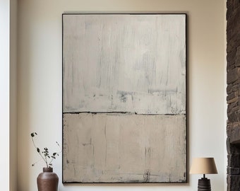 Grande arte da parete astratta beige Pittura con texture beige Arte da parete Wabi Sabi Pittura astratta beige neutro su tela Arte da parete con texture moderna