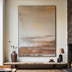 Wabi Sabi Wall Art Large Beige Texture Painting Reddish Brown Abstract Wall Art Neutral Texture Wall Art Mid-centruy Modern Orange Painting