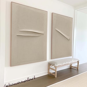 Beige Wabi Sabi Wall Art Large Beige 3D Texture Painting on Canvas Pure Beige Minimalist Wall Art Set of 2 Beige Texture Canvas Art