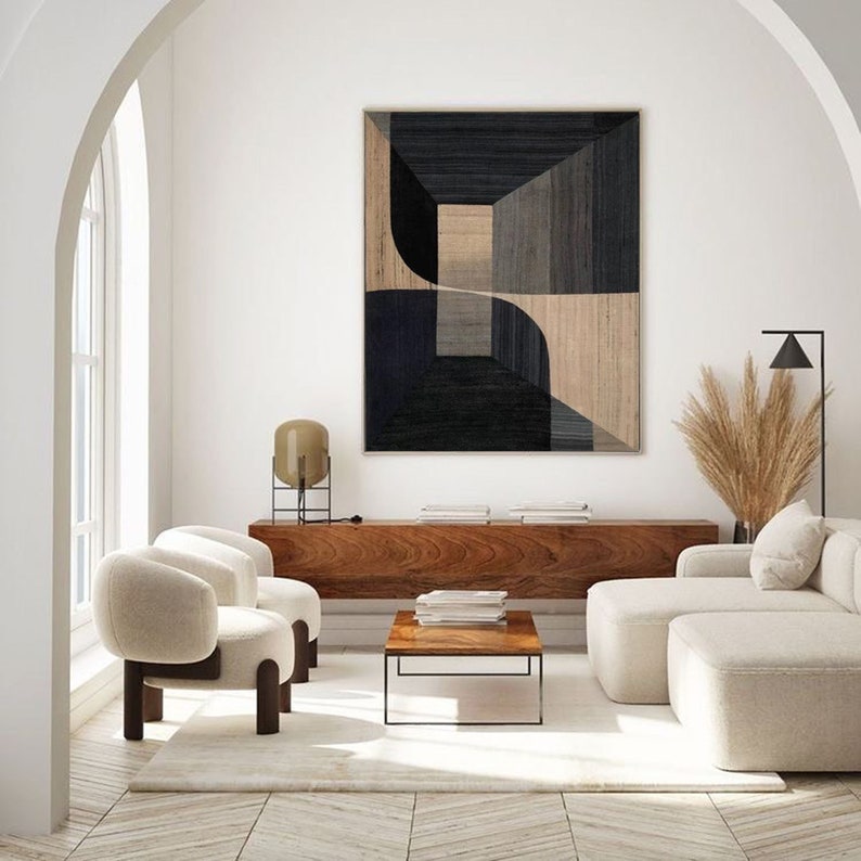 Black Wall Art Black and Beige Abstract Art Original Acrylic Etsy