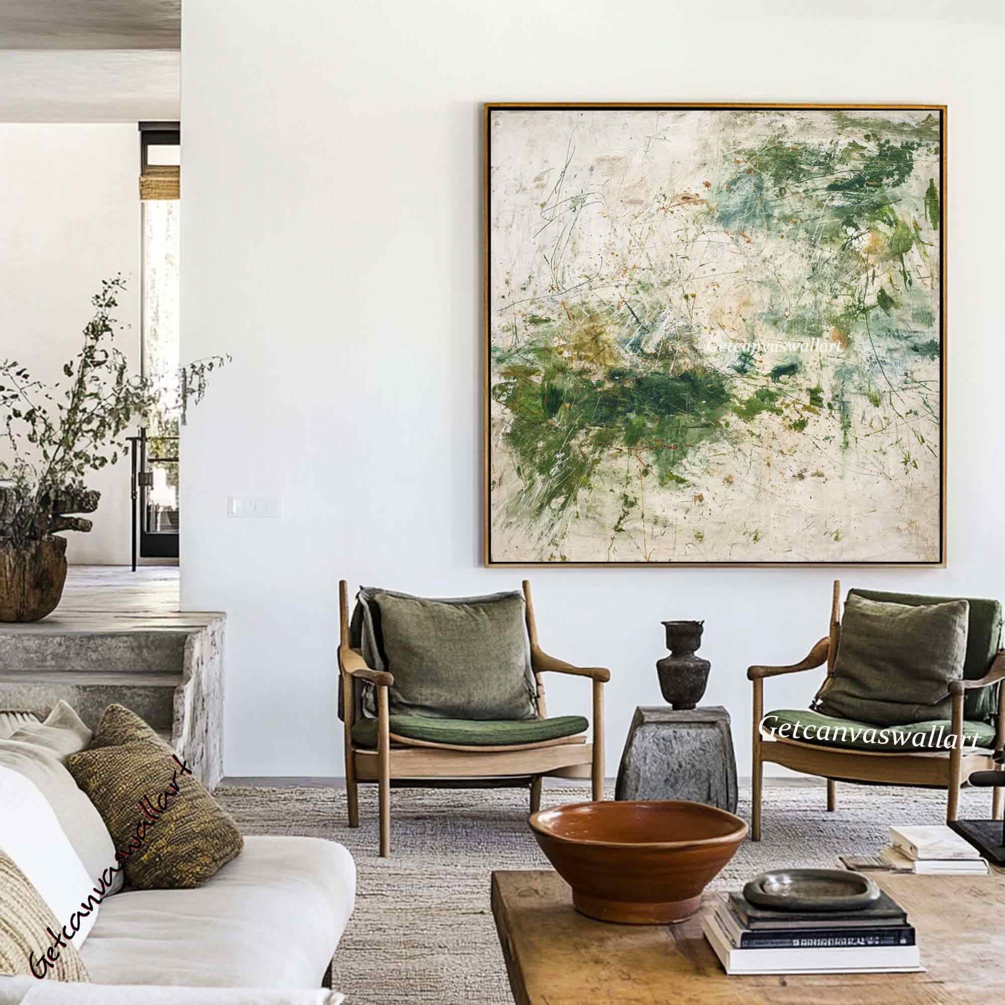 Green Abstract Oil Painting on Canvas Large Green Textured Wall Art ...