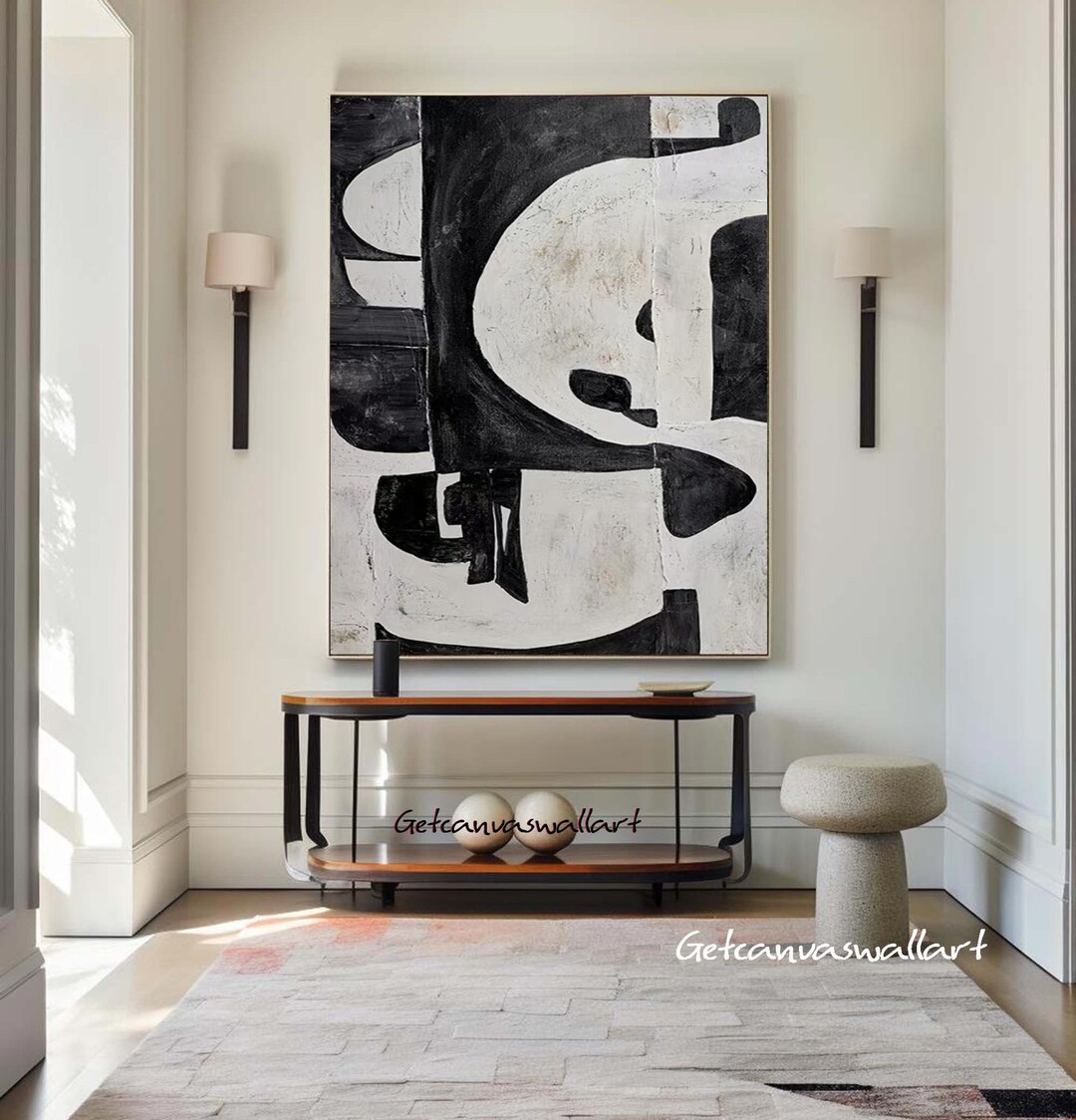Black White Wabi Sabi Wall Art Black Minimalist Painting Large Black ...