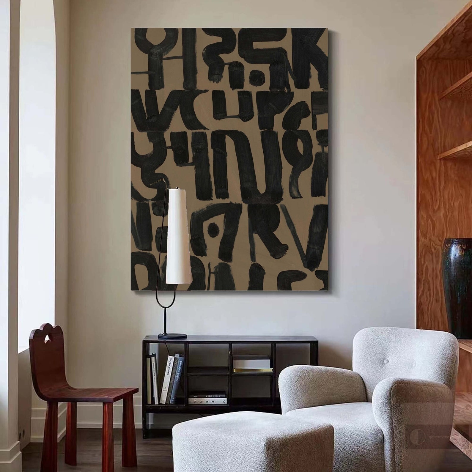 Black and Brown Abstract Art Black Brown Minimalist Painting Etsy