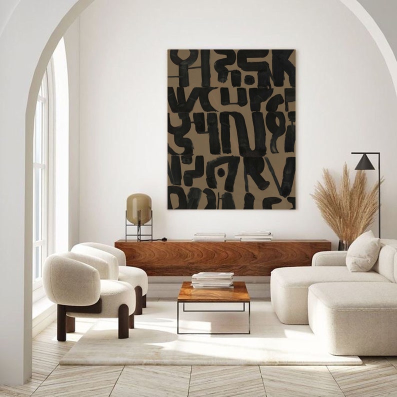 Black and Brown Abstract Art Black Brown Minimalist Painting Etsy