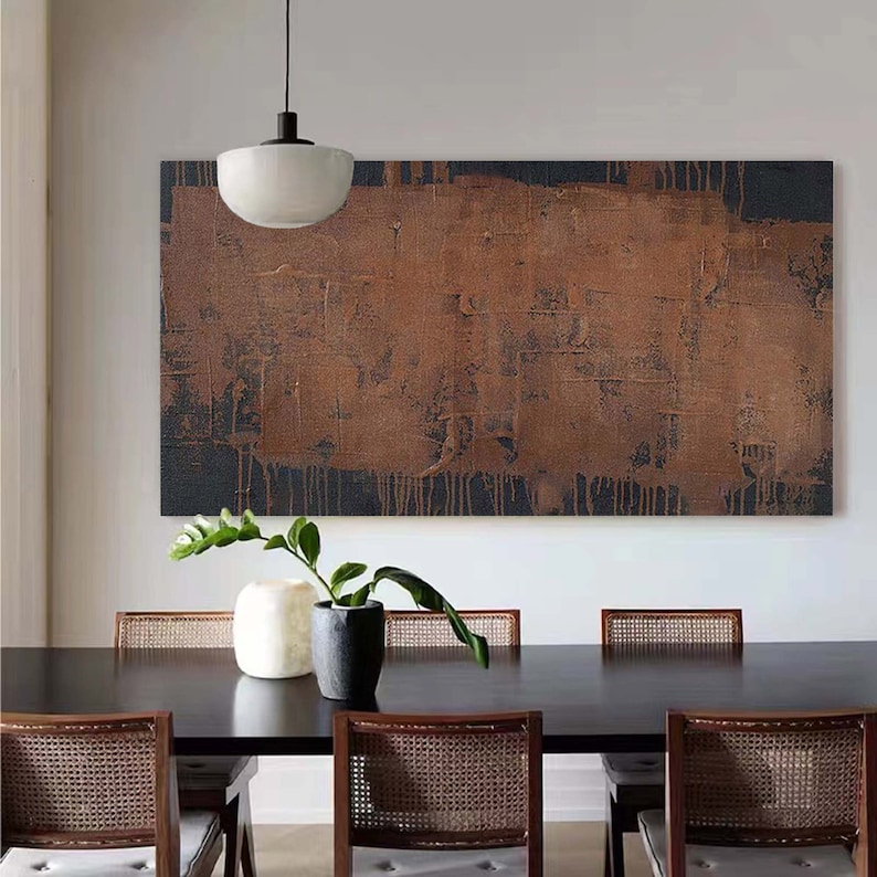 Large Black and Brown Texture Wall Art Brown Abstract Painting Wabi Sabi Abstract Wall Art Neutral Wall Decor Brown Plaster Painting image 7