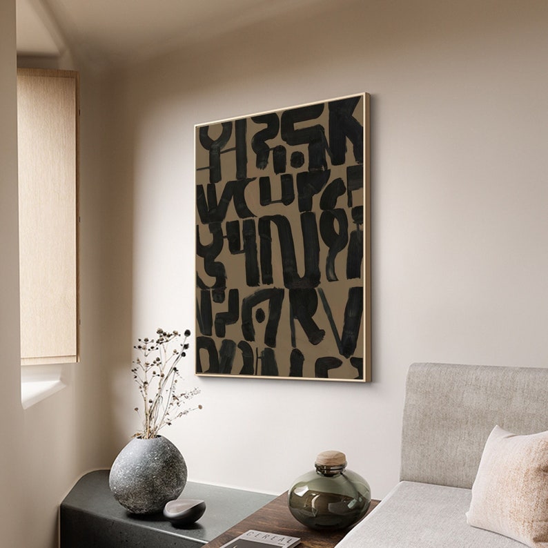 Black and Brown Abstract Art Black Brown Minimalist Painting Etsy