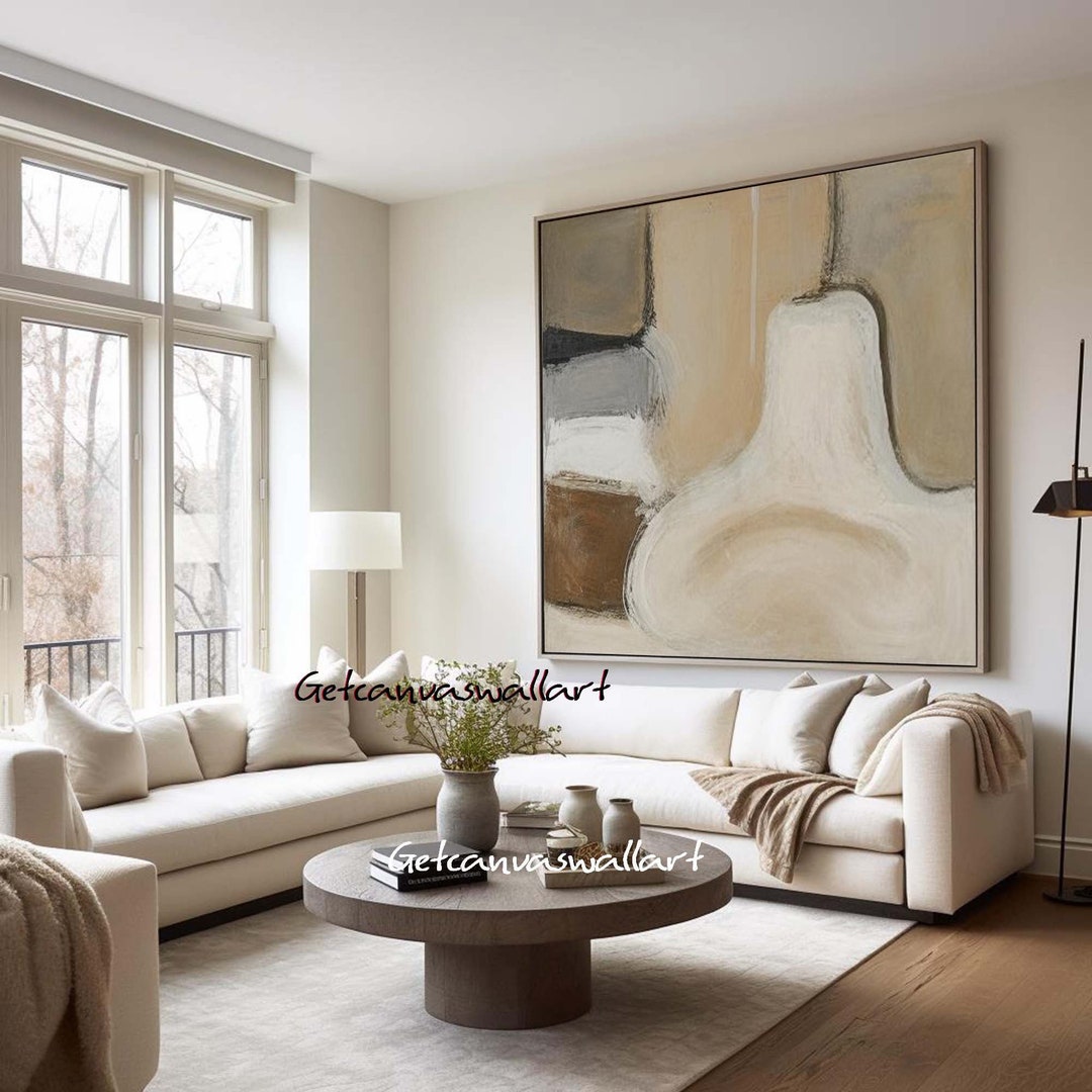 Beige Abstract Wall Art Beige Brown Texture Canvas Painting Neutral ...