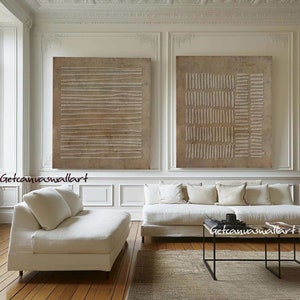Wabi Sabi Wall Art Set of 2 Brown Minimalist Textured Painting for ...