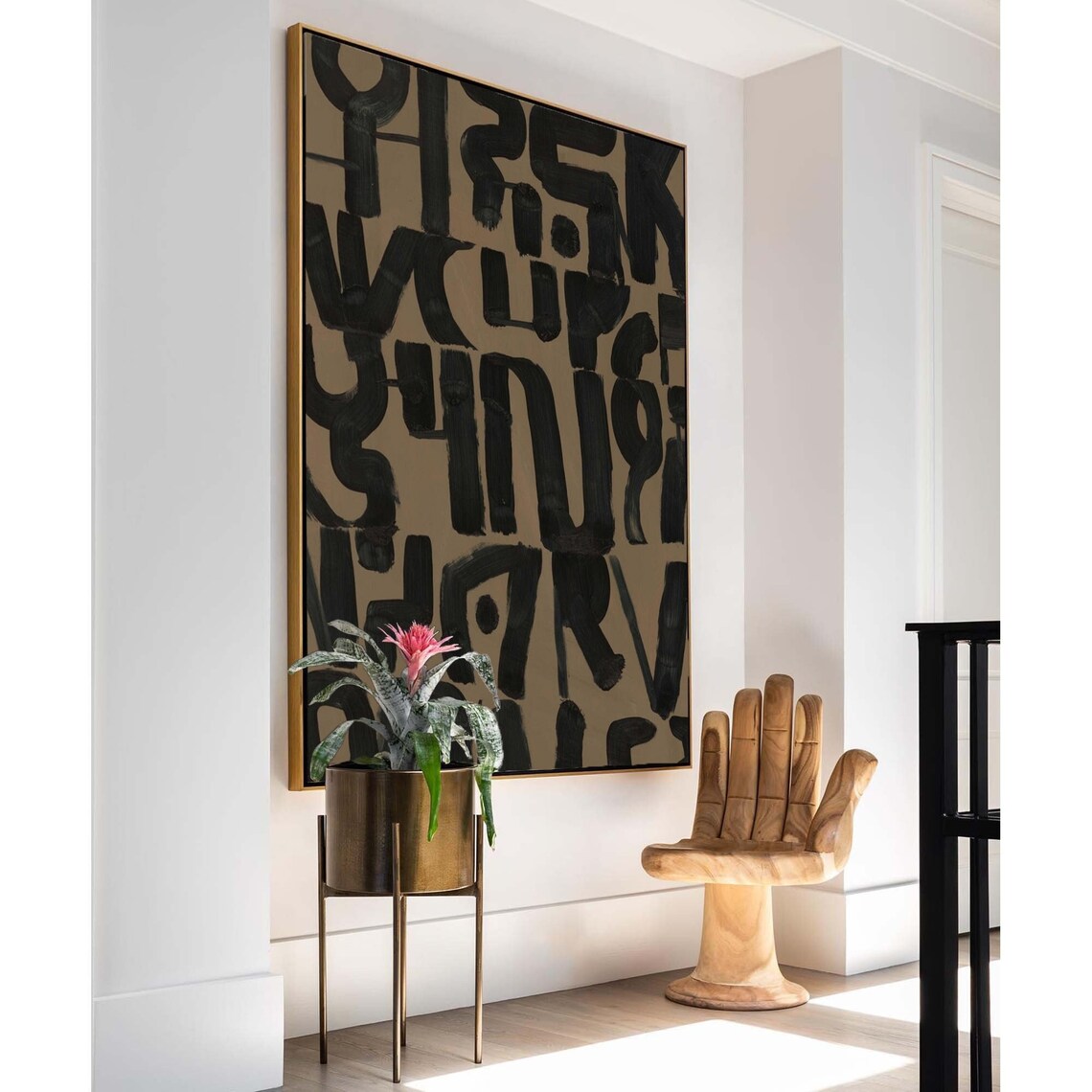 Black and Brown Abstract Art Black Brown Minimalist Painting Etsy