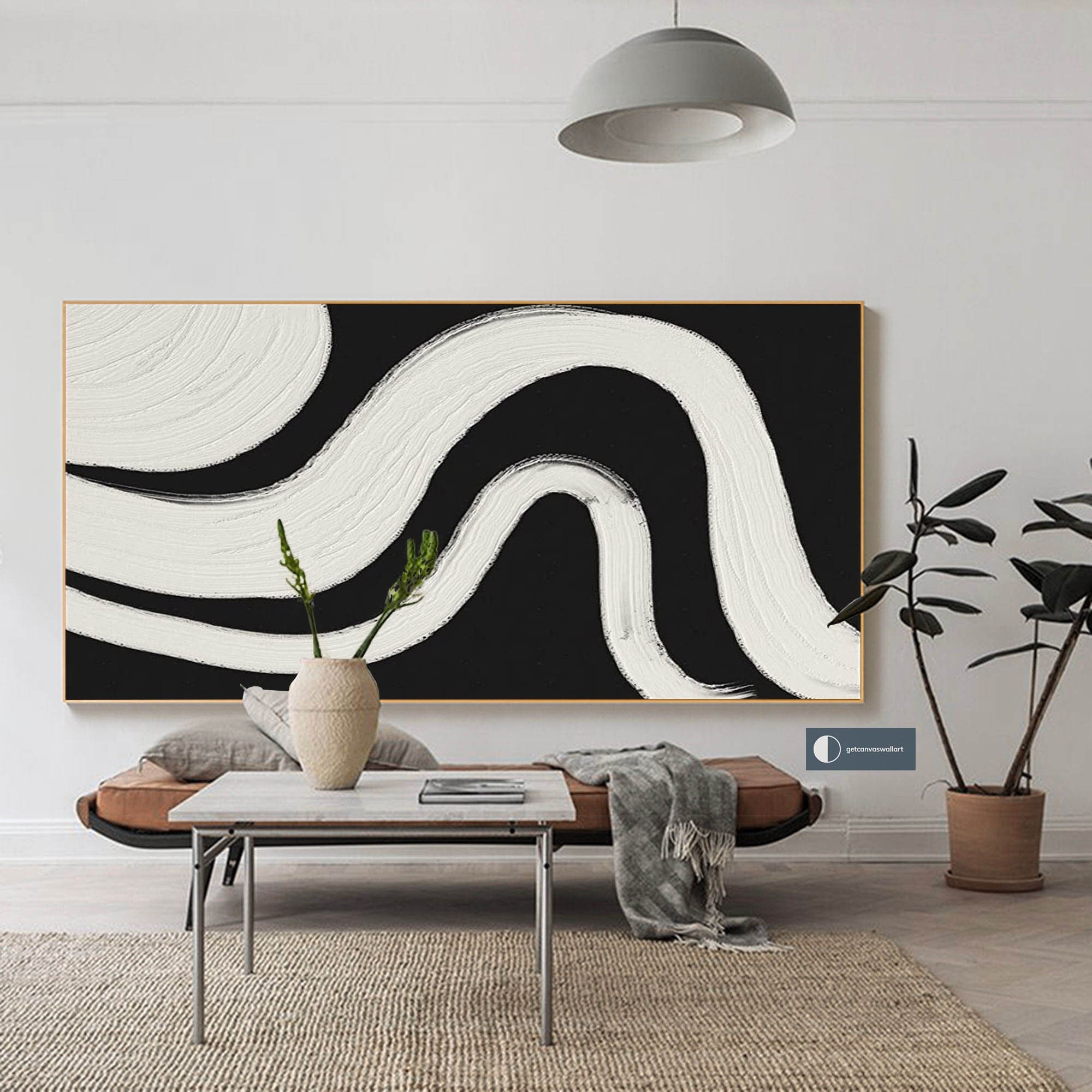 Black Canvas Wall Art Black and White Abstract Line Art Black - Etsy