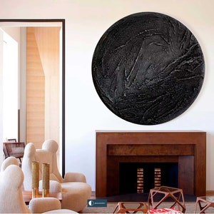 Large Black Circle Abstract Painting Wabi Sabi Wall Art - Etsy