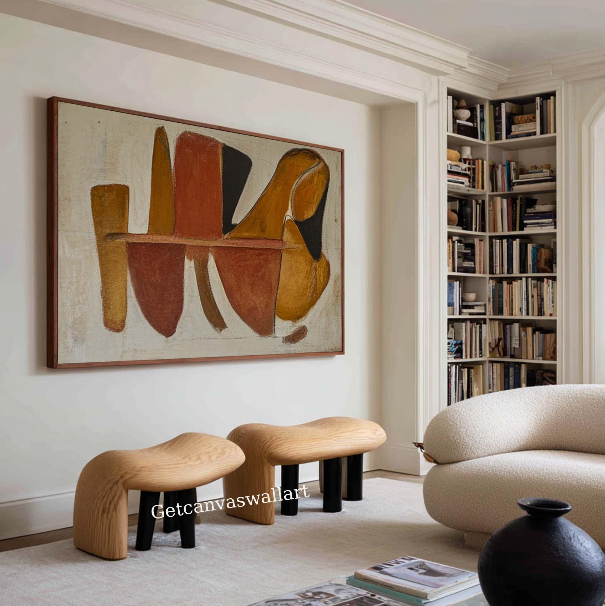 Large Neutral Abstract Oil Painting Brown & Beige Textured Wall Art Organic Modern Minimalist Canvas